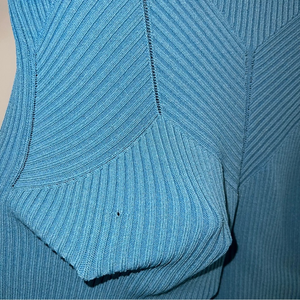 Sandro Paris Ribbed Knit Elastic Stretch Short Sleeve Top - Picture 4 of 8